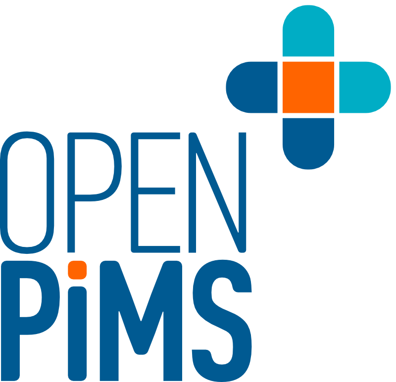 Επίσημο Λογότυπο OpenPiMS Λογότυπο OpenPiMS με σταυρό σε αποχρώσεις μπλε, γαλάζιου και πορτοκαλί και την επωνυμία δίπλα